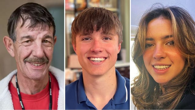(From left to right) Ian Coates, Barnaby Webber and Grace O'Malley-Kumar all suffered multiple stab wounds (PA Media/Nottinghamshire Police)