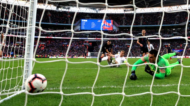 Harry Kane (centre) netted the late winner as England beat Croatia at Wembley  reach the Nations League semi-finals