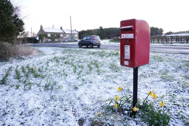 Snow fell in Slayley, Northumberland