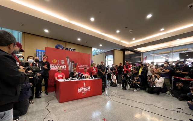 Liverpool's press conference was held at the airport shortly after they arrived in Bangkok