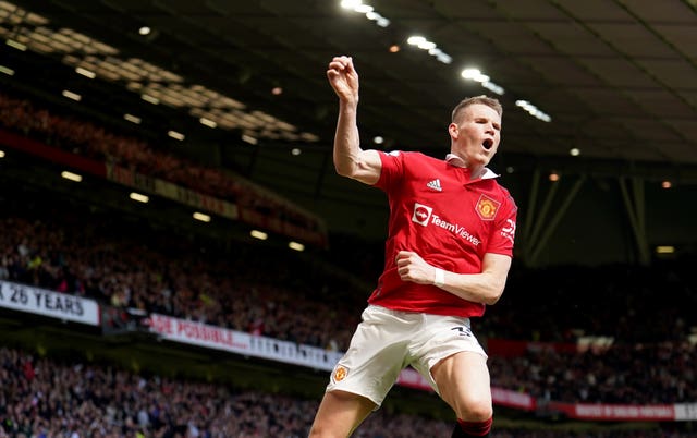 Scott McTominay celebrates his opening goal