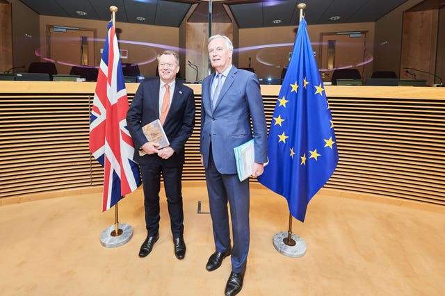 David Frost (left) with Michel Barnier