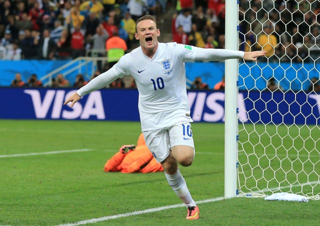 Exactly two years on and Rooney scores his first-ever World Cup finals goal in group-stage defeat to Uruguay in Brazil.