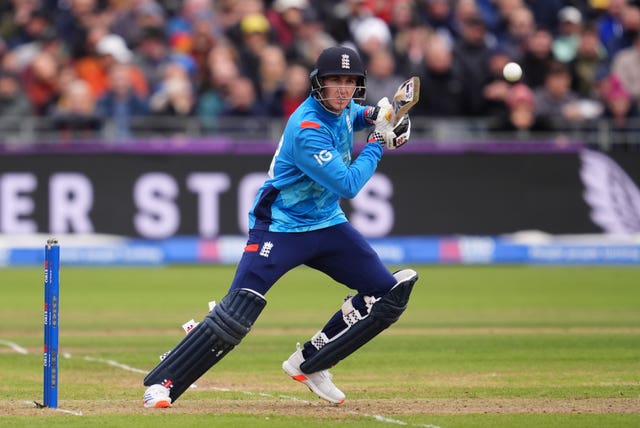 Harry Brook batting for England