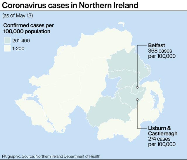 Coronavirus cases in Northern Ireland