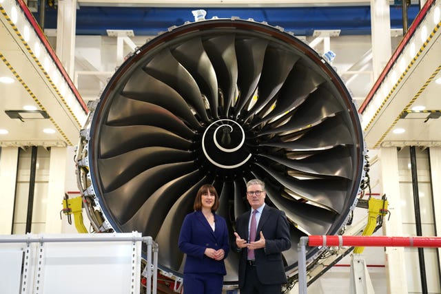 Labour Party leader Sir Keir Starmer and shadow chancellor Rachel Reeves during a visit to Rolls-Royce in Derby