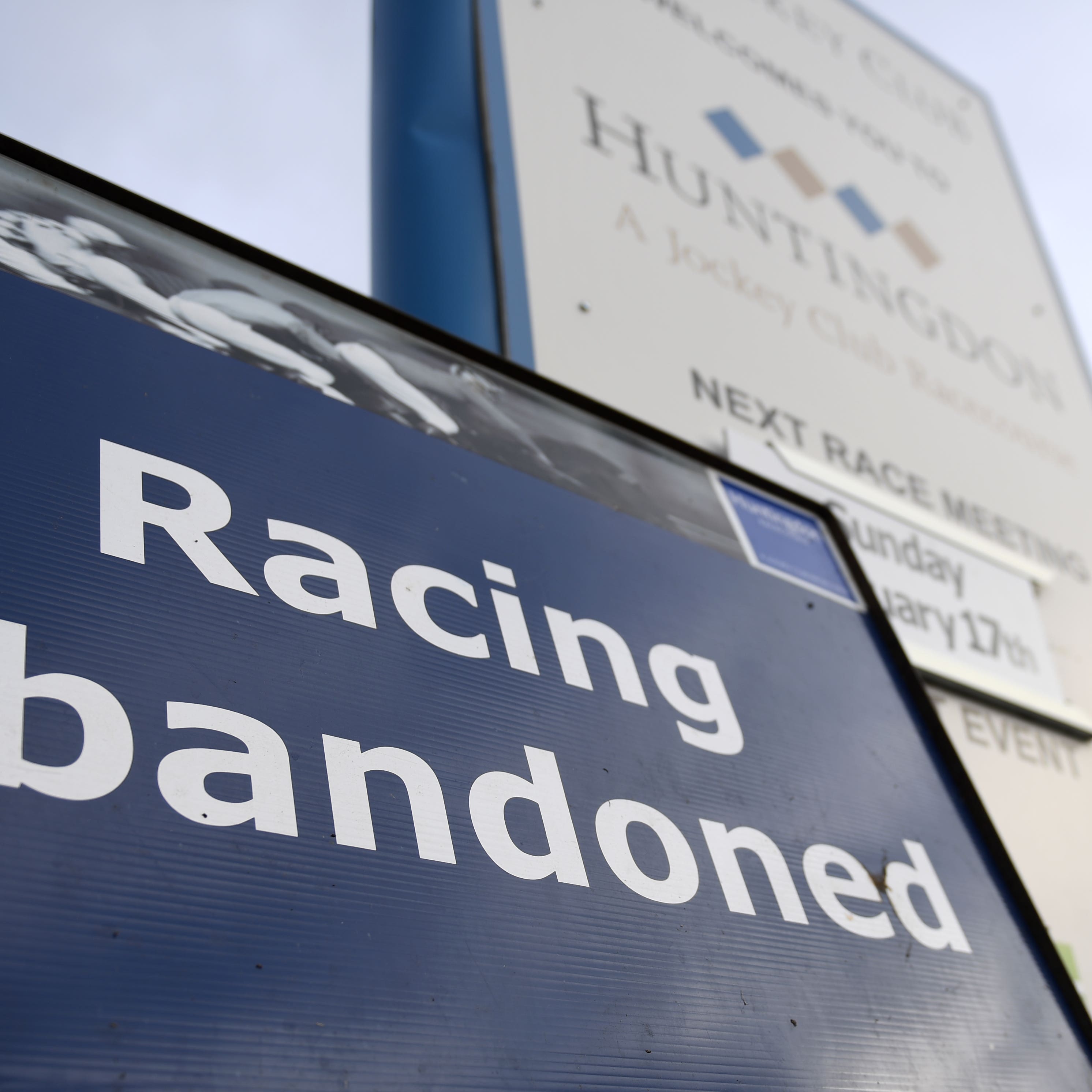The first cancellation signs went up at Huntingdon on Thursday