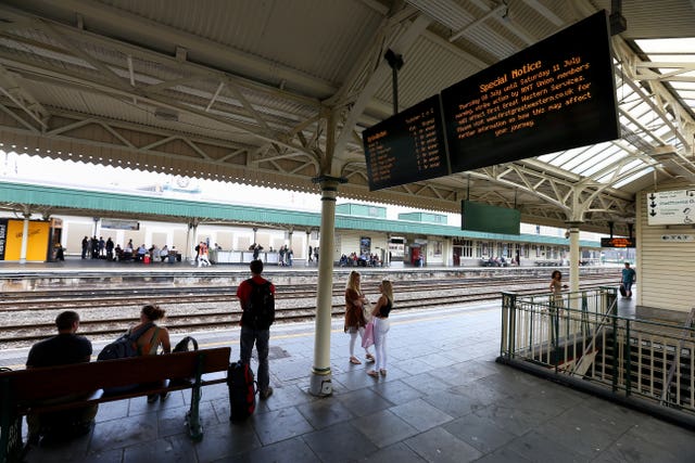 A platform at Cardiff Central station