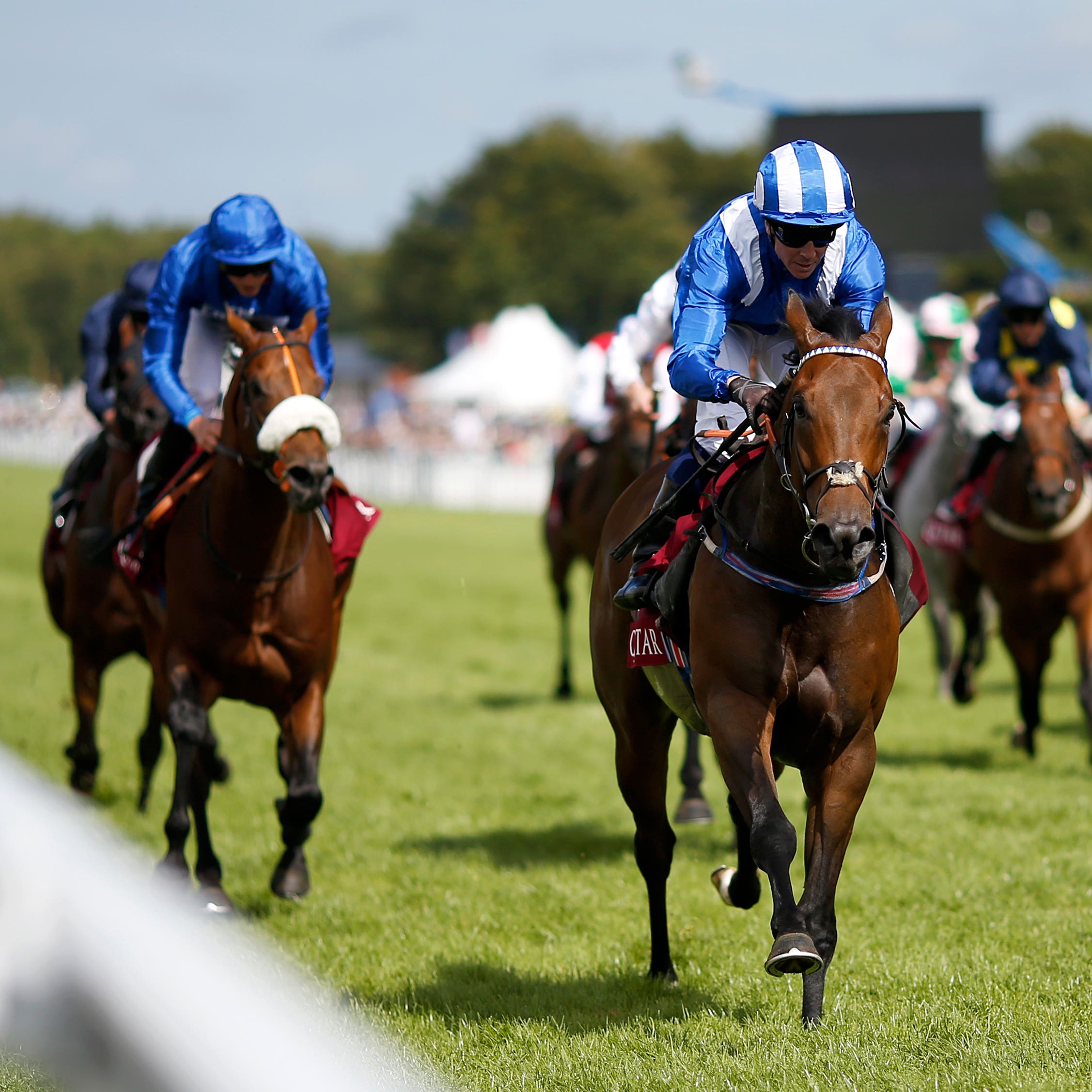 Battaash (centre) bounding to victory in the Qatar King George Stakes at Goodwood (Paul Harding/PA)