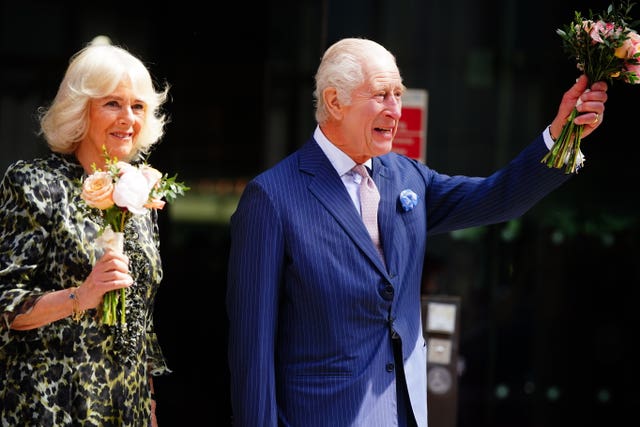 The King and Queen following a visit to University College Hospital Macmillan Cancer Centre in London in April 