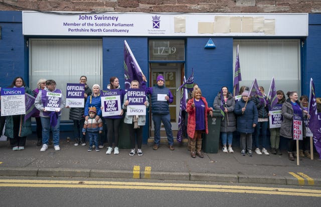 Unison members on strike