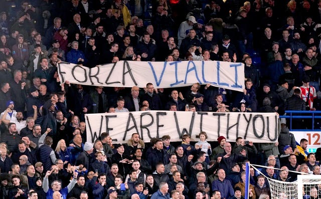 A banner of support for Gianluca Vialli