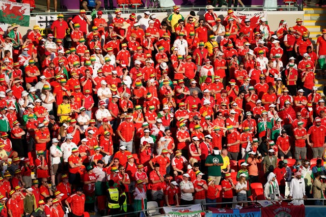 Wales fans in the stands