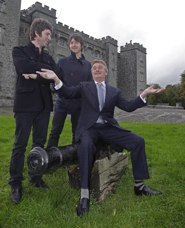 Noel Gallagher, Oasis guitarist Gem Archer and Lord Henry Mount Charles at Slane Castle