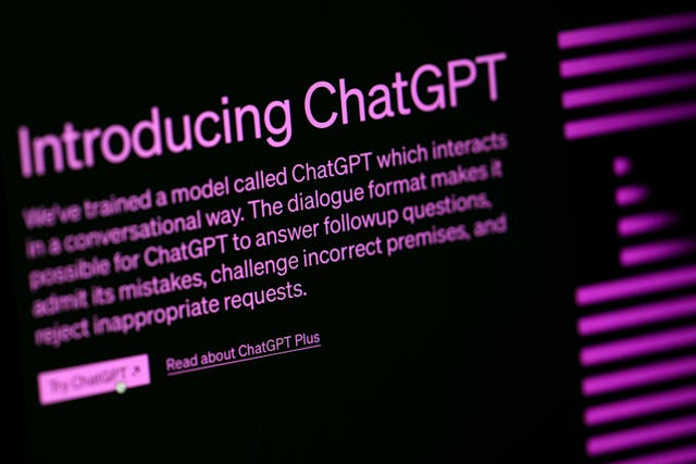 File photo dated 31/03/2023 of a general view of The ChatGPT website.