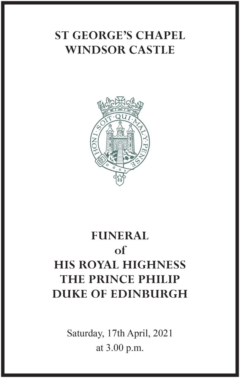 Duke of Edinburgh funeral Order of Service in full Royal Borough