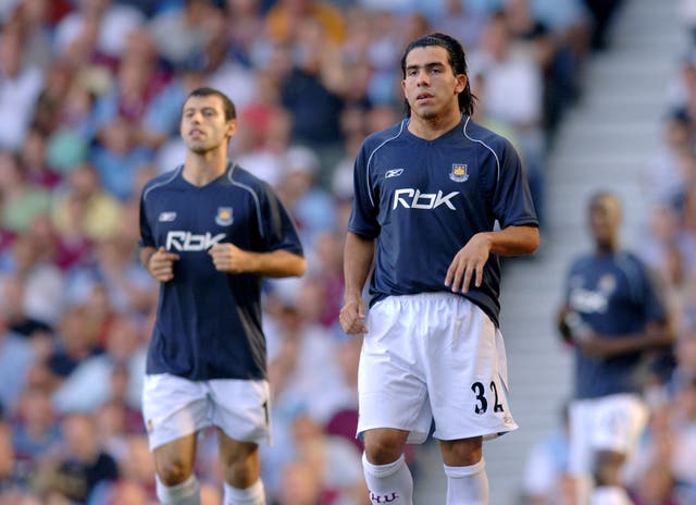 Javier Mascherano, left, and Carlos Tevez, right, began their Premier League careers with West Ham