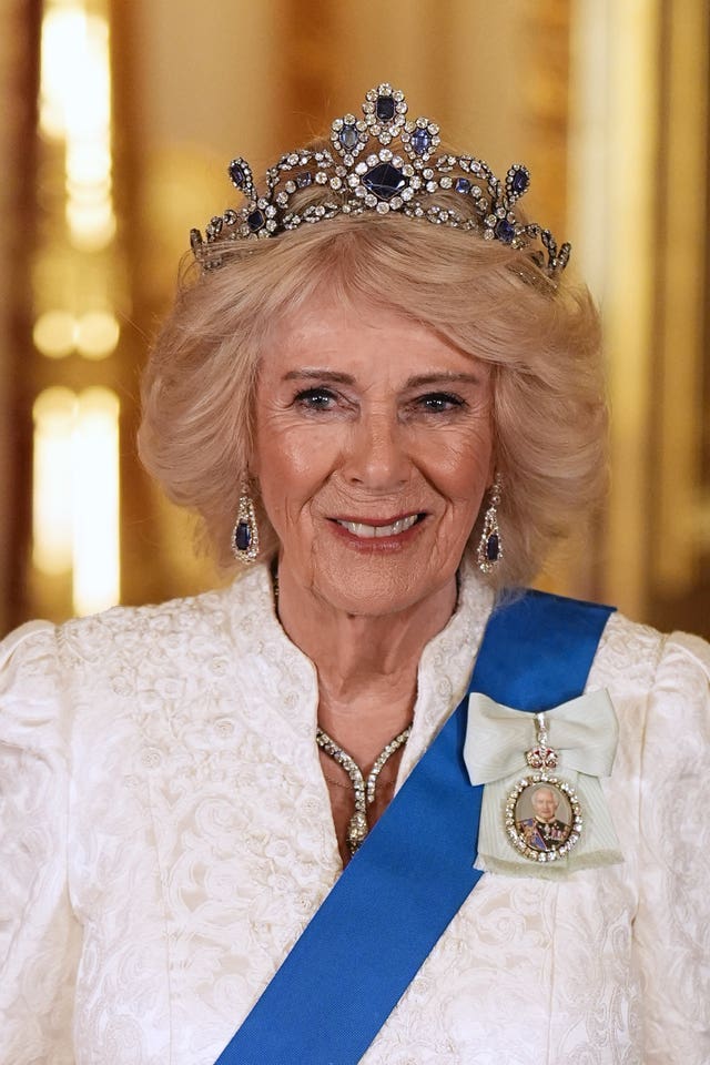 Queen Camilla at the state banquet 