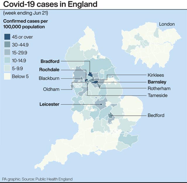 Covid-19 cases in England 