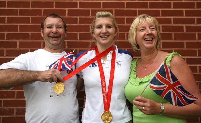 Rebecca Adlington with her dad Steve and mum Kay
