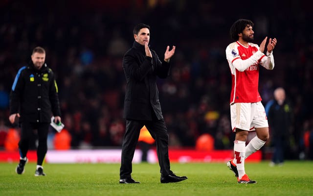 Arsenal manager Mikel Arteta after the final whistle of the Premier League win over Newcastle