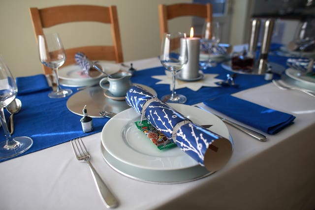 A table set for Christmas dinner