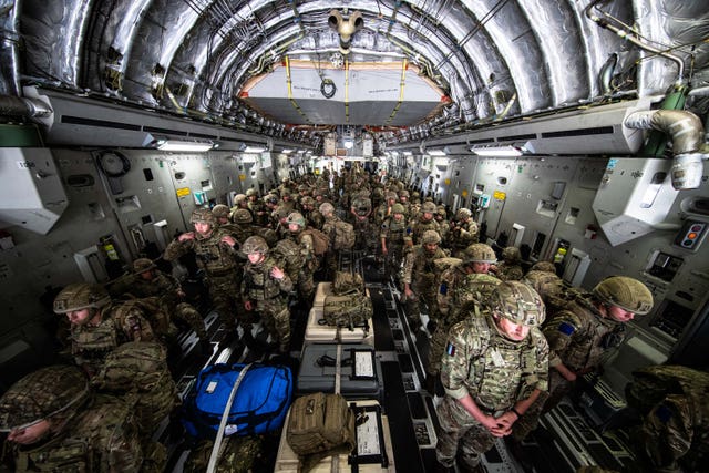 soldiers in a plane