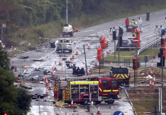 Emergency services on the A27 after the crash 