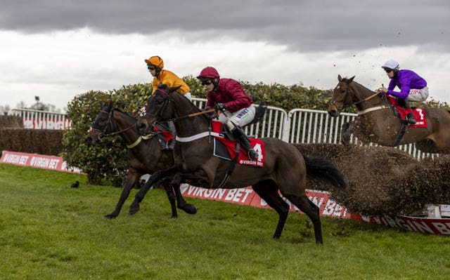 Mister Coffey (centre) in action at Sandown 