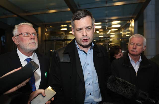 From left, Sinn Fein TDs Martin Ferris, Pearse Doherty and Sean Crowe