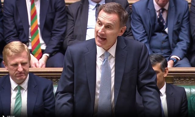 Chancellor Jeremy Hunt said he was scrapping the £90 charge on debt relief orders (House of Commons/UK Parliament/PA)