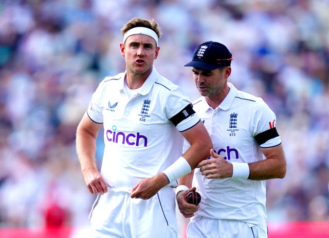 Stuart Broad, left, had an unexpected chance to bowl late on Friday evening (David Davies/PA)