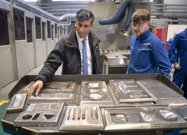 Prime Minister Rishi Sunak during a visit to BAE Systems in Barrow-in-Furness, in Cumbria 