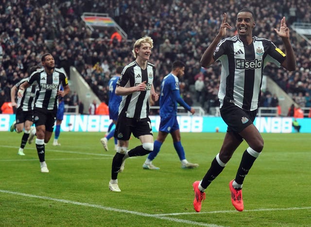 Alexander Isak runs to celebrate his goal 