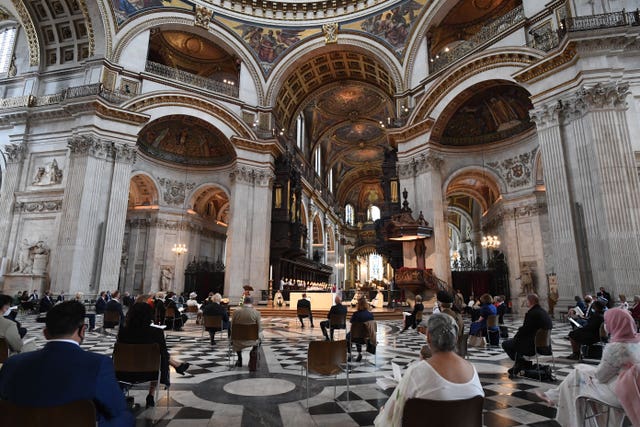 A view of guests during the NHS service of commemoration and thanksgiving to mark the 73rd birthday of the NHS at St Paul’s Cathedral, London