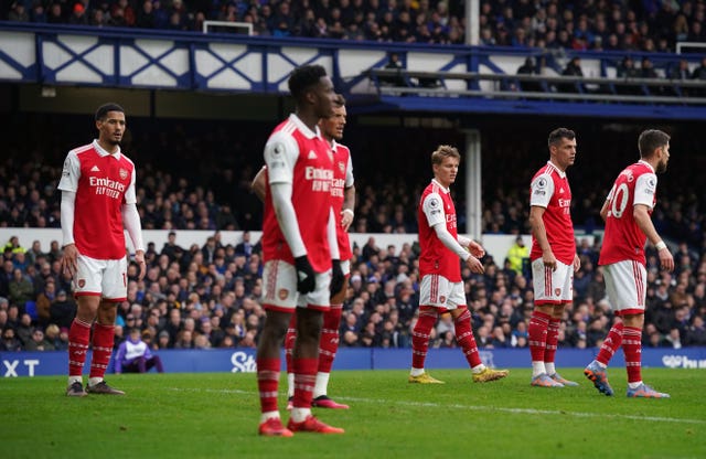 Arsenal''s players appear dejected