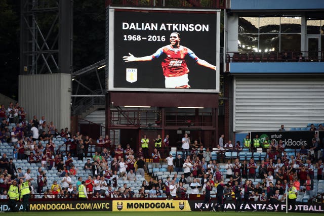 A tribute to Dalian Atkinson at Villa Park after his death in 2016