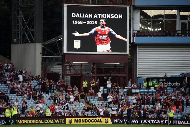 A tribute to Dalian Atkinson at Villa Park after his death in 2016