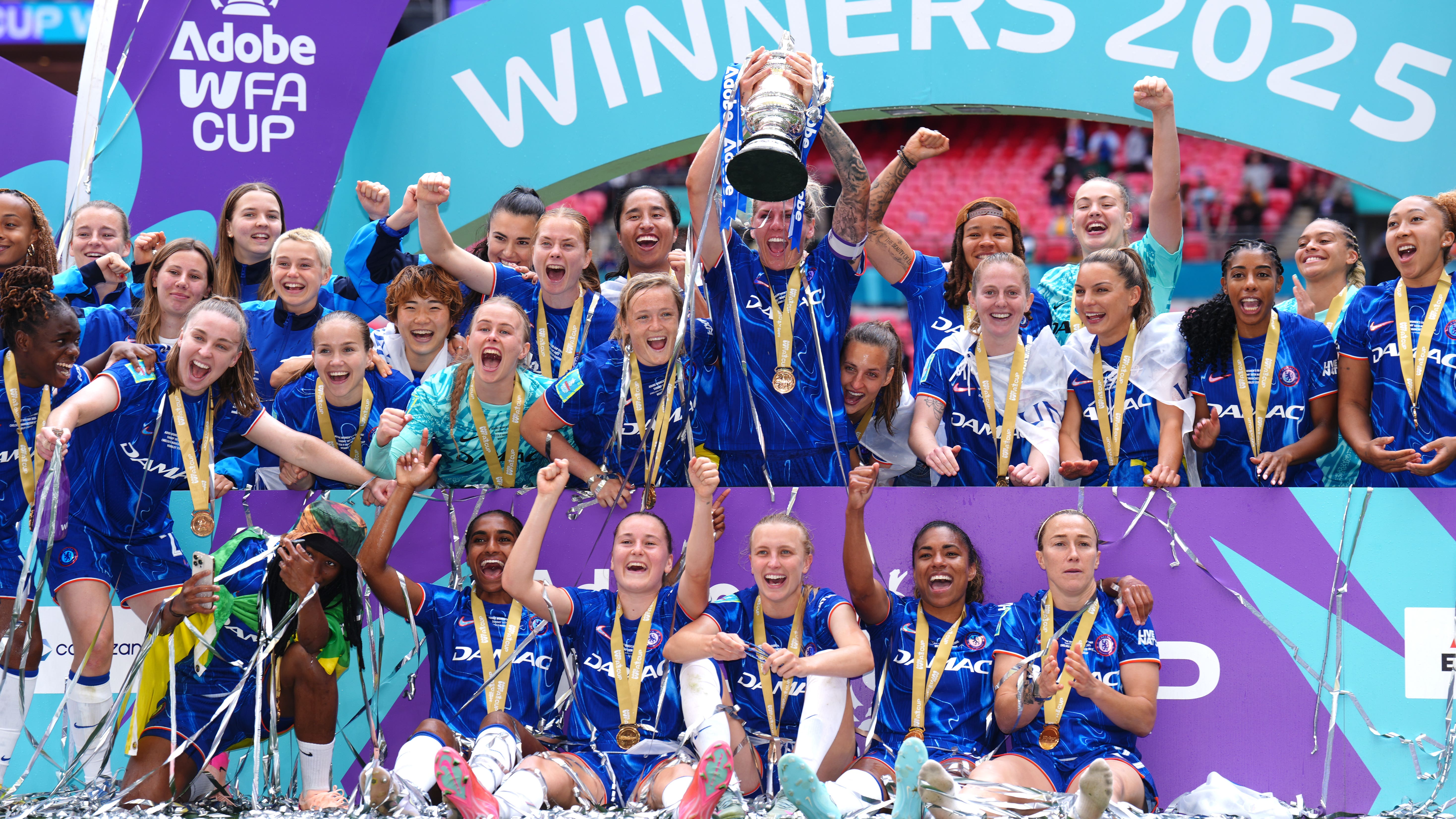 Chelsea beat Manchester United in the FA Cup final to clinch the treble (John Walton/PA)