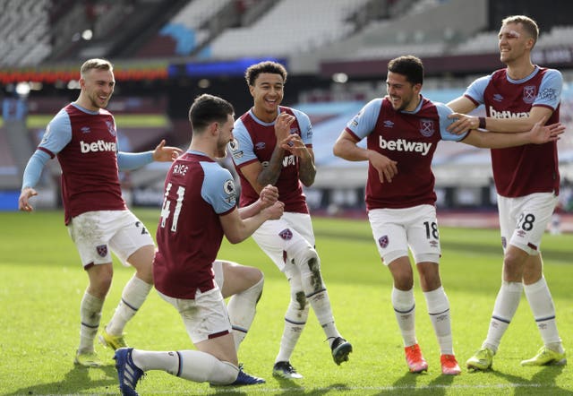 Jesse Lingard, middle, celebrates after scoring for West Ham against Tottenham in February. On-loan Manchester United man Lingard proved to be an inspired signing for David Moyes' men following his arrival in January. His fine goal-scoring form significantly helped the Hammers' push for European qualification, with this musical celebration prompting the quintet involved to be dubbed the 'Backstreet Moyes' by team-mate Michail Antonio