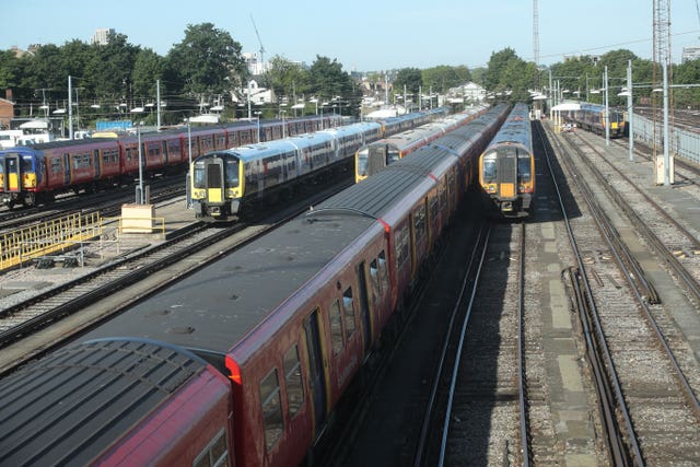 Trains at Clapham Junction station, London, as train services increase as part of the easing of coronavirus lockdown restrictions