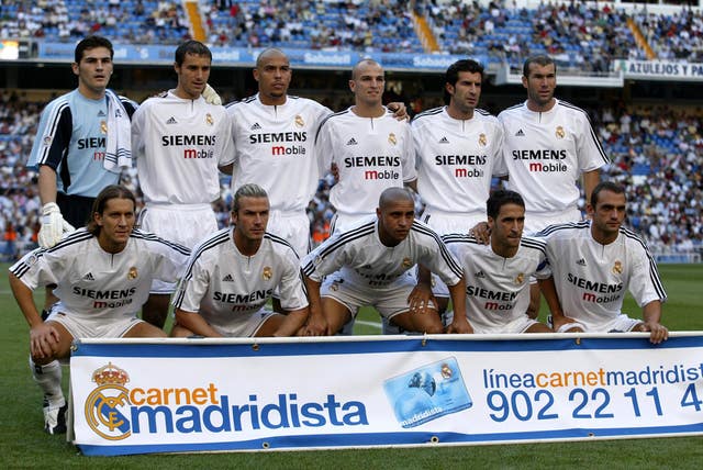 Beckham, front row, second left, had a number of high-profile team-mates (Nick Potts/PA)