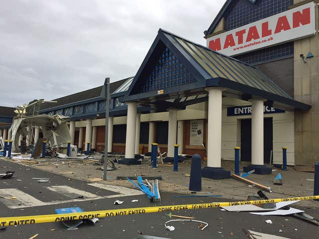 This was the scene when thieves blew up an ATM at the Matalan store in Darlington in October (Tom Wilkinson/PA)