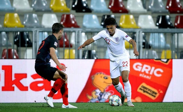 Jadon Sancho (right) made his England debut against Croatia on Friday night.