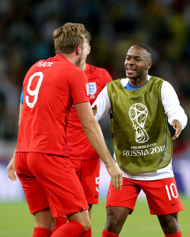 Sterling (right) praised Harry Kane's (left) cool head from the penalty spot