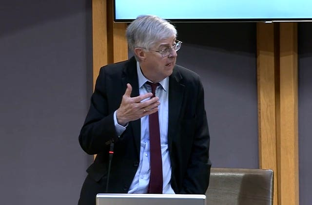 Mark Drakeford speaking in the Senedd