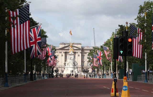 US and UK flags on The Mall (Steve Parsons/PA)