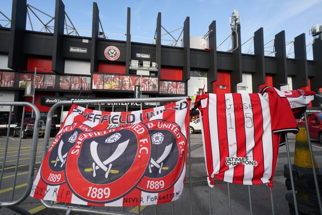 Tributes left for Sheffield United fan Harvey Willgoose at the club's Bramall Lane stadium 