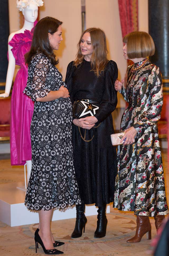 The Duchess of Cambridge with designer Stella McCartney (centre) and Conde Nast artistic director Anna Wintour (Eddie Mulholland/The Telegraph)