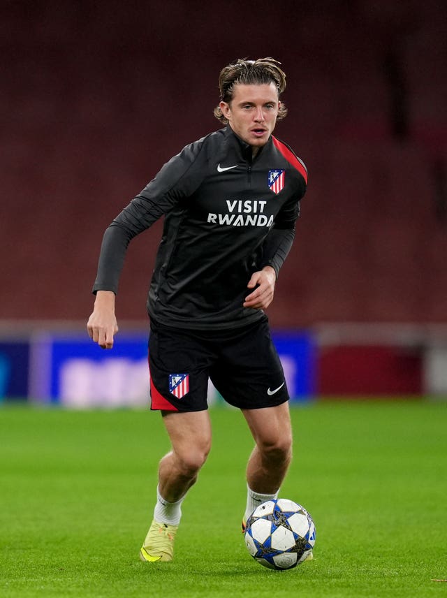 Conor Gallagher with the ball during a training session with Atletico Madrid